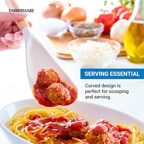 Farberware Multi Tool Scoop Spoonula with Beechwood Handle and Silicone Head, Heat-Resistant Kitchen Utensil for Serving, Stirring, and Turning - 11.5 Inches - color: Cream