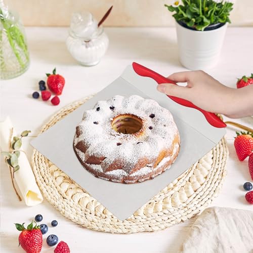 Cake Safe Lifter 7.8"x9.6" Stainless Steel Pizza Transfer Shovel Cookie Spatula - color: Dark Red