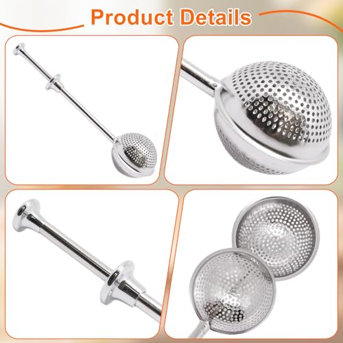 2 PCS Flour Sifter for Baking, Stainless Steel Flour Duster for Bread Baking, Powdered Sugar Shaker Duster Sifter, Spring-operated Handle Powder Sugar Shaker Dusters for Flours Tea, Full-hole - size: Full-hole