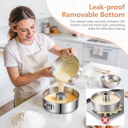 10-Inch Angel Food Bundt Cake Pan, Removable Bottom, 304 Stainless Steel