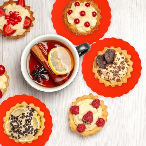 4 Pieces Mini Pie Crust Shields Pie Crust Protector for Edges Baking 3.5-6 Inch Red Mini Silicone Pie Rings for Crust Protectors for Kitchen Tool Pie Molds for Baking to Protecting Edge from Burning