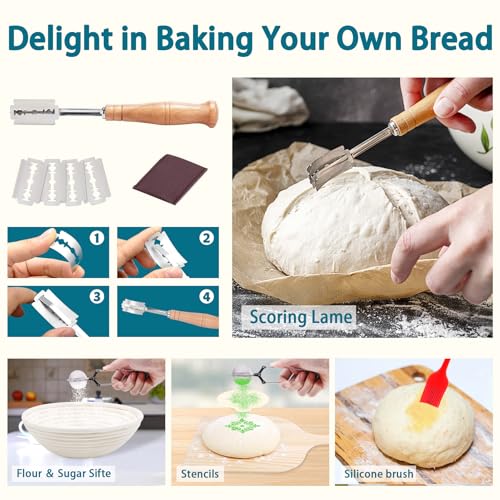 28Pcs Sourdough Starter Kit, Rattan Banneton Proofing Baskets Set - size: 10" 28Pcs Set