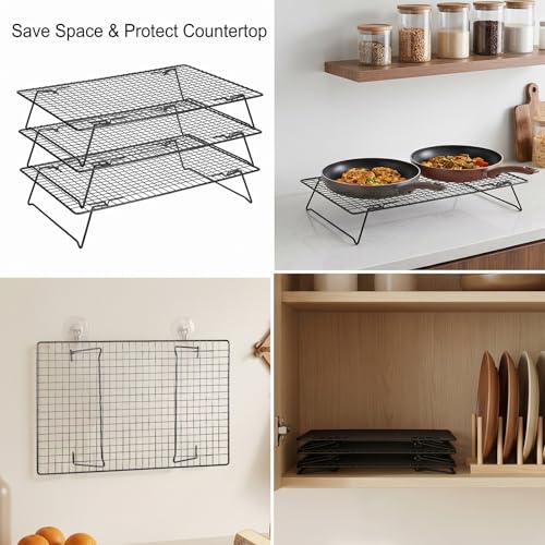 Sibba 3 Layer Collapsibl Cooling Rack Stackable Wire Rack Cooling Wire Racks