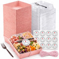 50 Pack 5in Small Charcuterie Boxes with Clear Lids, Mini Paper Containers - color: Pink