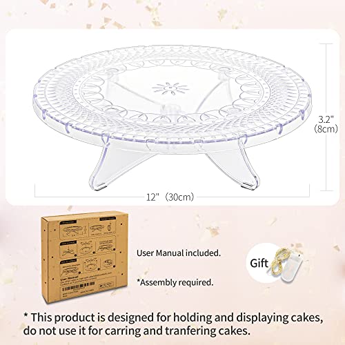 NWK 12inch Clear Round Cake Stand with String Lights