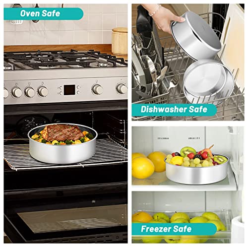 TeamFar 9 Inch Cake Pan, 9½” x 3” Stainless Steel Round Baking Pan Set of 2 - size: 9.5 x 3 Inch