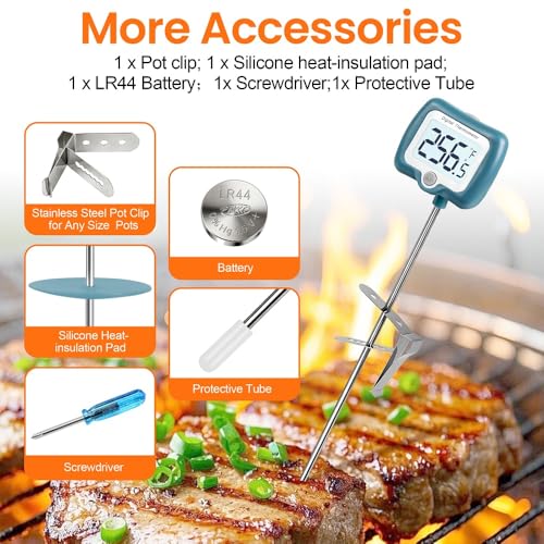 Candy Thermometer with Pot Clip with Backlit dispaly, - color: Blue