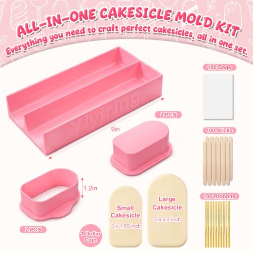 2 Set 3.6'' Cakesicle Cutter with 9'' Dual-slot Tray Cake Mold Set - color: Pink, size: 3.6in, style: Dual-slot