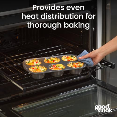 GoodCook Everyday Nonstick Steel Jumbo Texas Muffin Pan, 6-cup, Gray - size: 6 Cups (Jumbo)