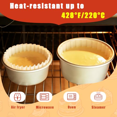 50 Pcs 4 inch Disposable Cupcake Parchment Liners, Non-Stick Round Air Fryer Liners, Pre-Folded Baking Paper for Muffin, Basque, Sourdough Rolls, Cheesecake, White - size: 4 inch