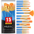 AROIC Acrylic Paint Brush Set, 15 pcs Nylon Hair Paint Brushes - color: Blue, size: 15pcs-blue