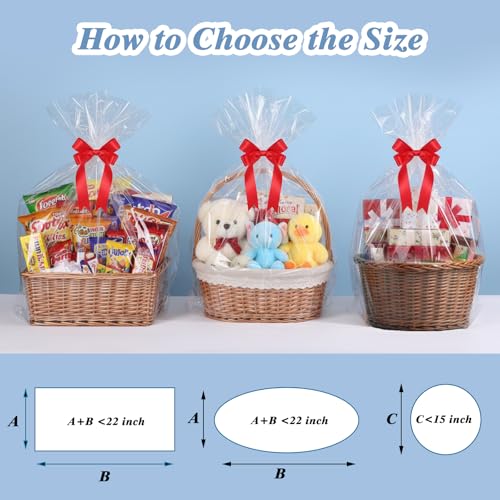 woric 12Pcs 24x30 Inch Clear Cellophane Gift Bags for Gift Baskets - size: 12pcs 24x30 Inch