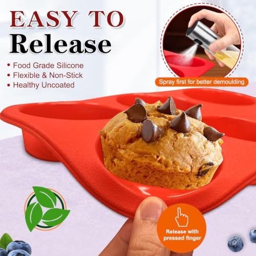 Walfos Silicone Muffin Pan - 6 Cup Non-Stick Cupcake Pan for Baking, Food Grade and BPA Free, Perfect for Egg Muffin, Cupcake, Quiches and Frittatas (3 Pack) - size: 3 Pcs: 6Cups, Regular, style: Muffin Pan