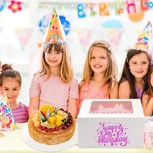 WINKIO 10 in Cake Box with Board, Cake Carrier Holder Container - size: 10×10×5 in, cake box and board, 8pcs