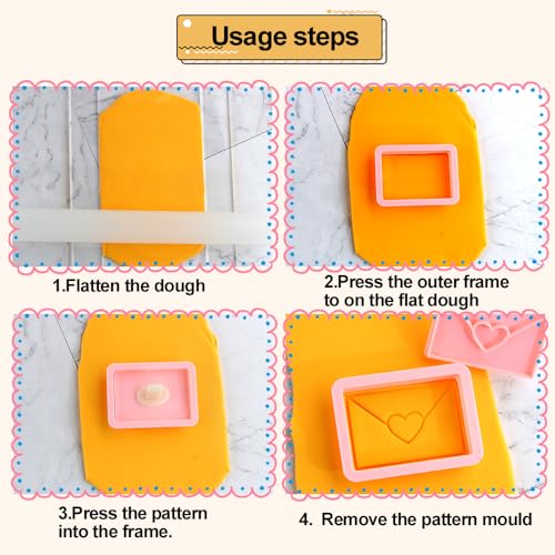 3pcs Mini Heart Cookie Cutter Set Lemon Envelope Heart Cookie Cutters for Kids & Adults Wedding Plastic 3D Cookie Cutters Set Fondant Stamp Biscuit Moulds DIY Baking Tool