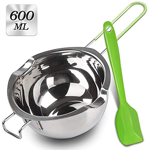 Stainless Steel Double Boiler with Silicone Spatula, Chocloate Metls Pot with Heat Resistant Handle for Melting Chocolate, Candy, Candle, Soap and Wax… - color: Green