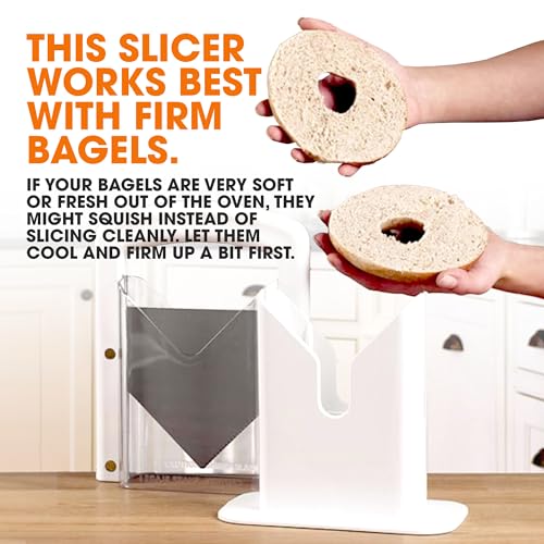 Cheer Collection Guillotine Style Bagel Slicer with Safety Shield - Sharp Serrated Stainless Steel Blade for Cutting Bagels - Fits Bagels up to 2" Thick and 4.5" Diameter…