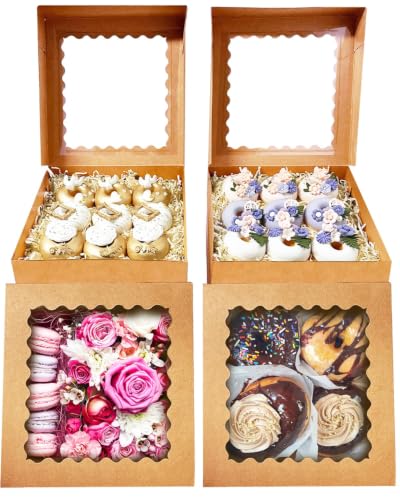 Bakepacker Auto-pop Up Pie Boxes 10x10x2.5 inches 36pcs Brown - color: Brown