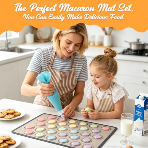 Macaron Silicone Baking Gray Mats, 17 Pcs Macaron Baking Kits - color: Gray