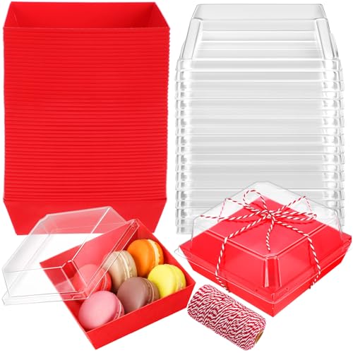 Jetec 150 Charcuterie Boxes with Clear Lids 4" Bakery, Red - color: Red