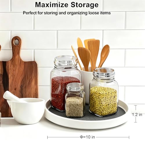 Lazy Susan Turntable Organizer 4 Pack - 10" Rotating Spice Rack Trays - size: 10inch - 4 Pack