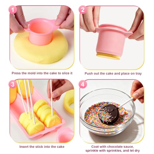 Cake Pop Mold Set with Tray, Round Cakesicle Cutter Kit, Pink - color: Pink
