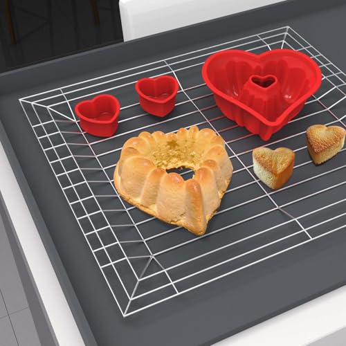 8 inch Heart Shaped Cake Pans, 2 Pack Nonstick Silicone Heart Cake Pans - size: 8 inch：2 Pack, style: Bundt Pan