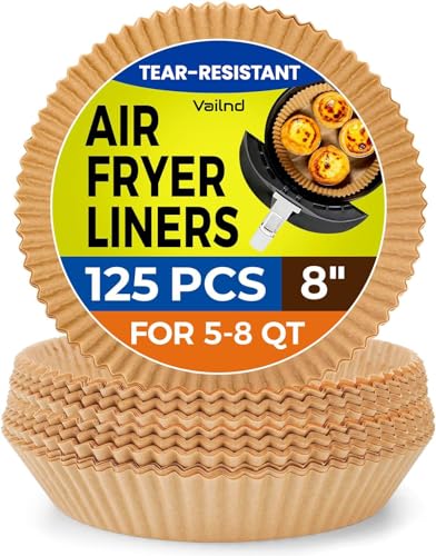 Vailnd 125Pcs 8 Inch Round Air Fryer Liners Disposable, Parchment Paper - size: 8"Round