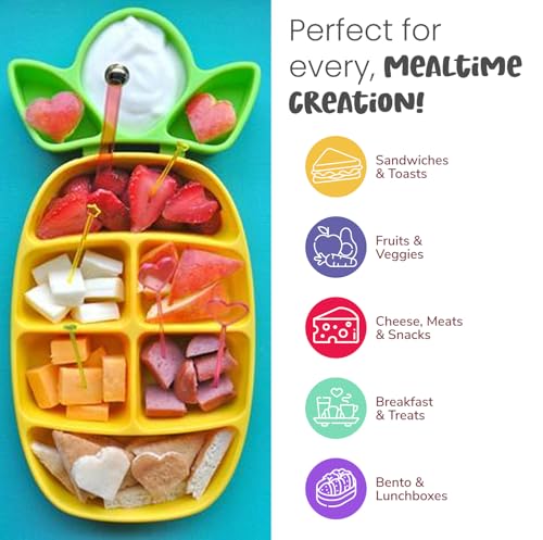 FunBites Sandwich Cutter for Kids Lunch, Crustless Bento 2-Pc Set, 2 Pack - color: Green Squares/Pink Hearts