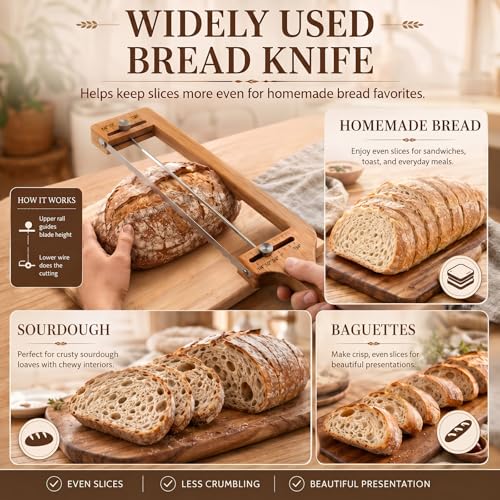 Bread Slicer Adjustable Bread Knife with Lame for Sourdough Homemade Loaf