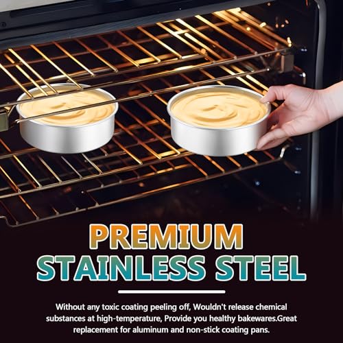 P&P CHEF 5 Inch Cake Pan Set, Round Baking Cake Pans, Silver & 2 Pcs - color: Silver, size: 5 Inch
