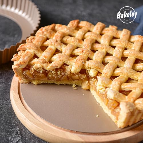 9-Inch Round Tart Pan with Loose Removable Bottom, Non-Stick Carbon Steel Quiche Pan for Oven Baking (Champagne Gold) - size: 9" Round (Champagne Gold)