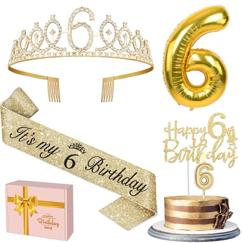 YeohJoy Gold 6th Birthday Decorations for Girls - style: 6th