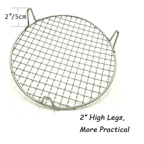 Canning Rack with 2" Height Legs Dia 7" Round Stainless Steel Cross Wire Barbecue Carbon Baking Net Grill Pan Grate for Instant Pot/Pressure Cooker/Oven (180mm/7) - size: Dia 7"