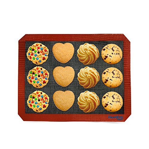 Bluedrop Eclair Baking Sheets Perforated Silicone Bread Mat Non Stick Oven Liner For USA Full Pan Size Steaming Mesh - size: 24.4"L x 16.5"W