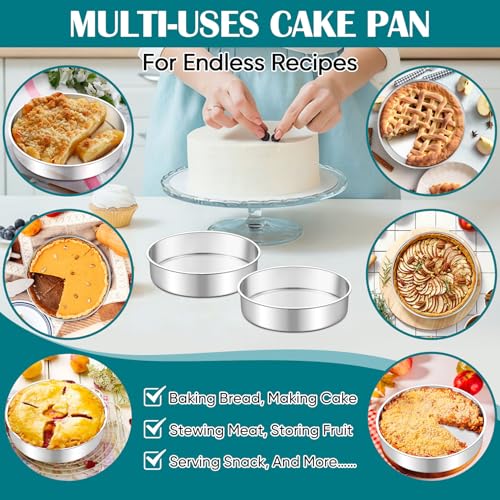 TeamFar 7 Inch Cake Pan Set of 2, Stainless Steel Round Cake Baking Pan - size: 7 Inch