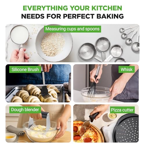 NutriChef 42-Piece Nonstick Bakeware Set | Carbon Steel Baking Pans Set with Oven Mitts, Muffin Trays, Cookie Sheets, Loaf Pan, & Accessories for Cakes, Pizza & Bread. - size: 42-Piece Set 2026 edition