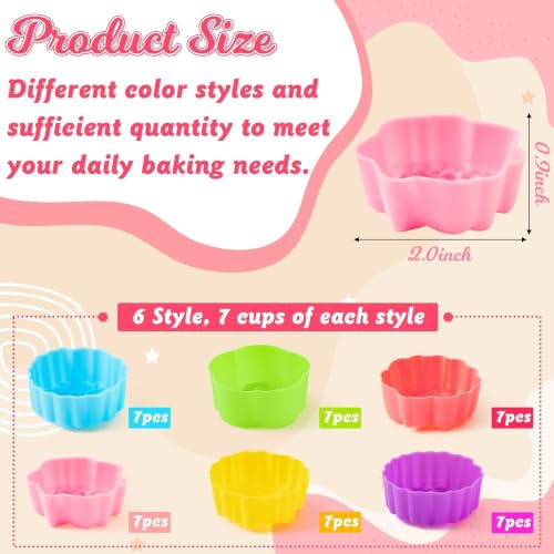 R HORSE Mini Silicone Cupcake Molds, 2 Inch Flower Shapes Baking Cups - color: Morning Glory