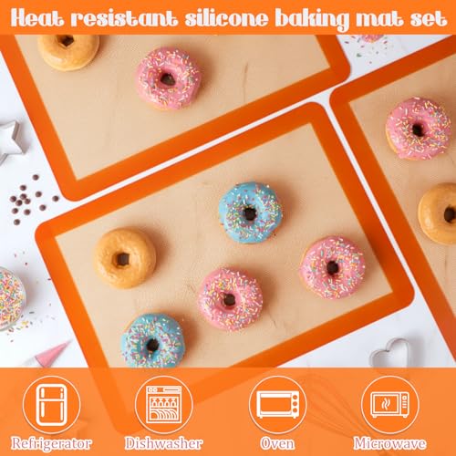 Nuanchu 8 Pcs Silicone Baking Mat Non-stick Baking Half Sheet, Orange - color: Orange