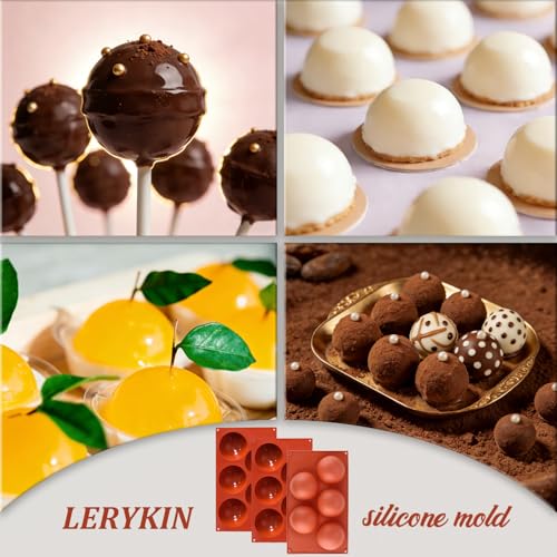 Lerykin 3 Pack Extra Large 5-Cavity Semi Sphere Silicone Molds, Half Sphere Baking Mold Non-Stick for Making Big Size Hot Chocolate Bomb, Jelly, Cake, Dome Mousse - color: 5-Cavity Extra Large (3 Pack)