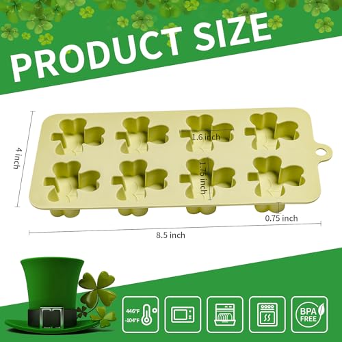 Shamrock Chocolate Molds, 2 Pack Silicone Dessert Mold, St. Patrick's Day Theme, Green, Silicone, BPA Free - size: Shamrock