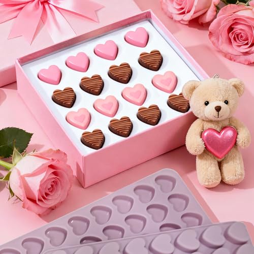 Heart Silicone Mold, 2 Pack Small Heart Chocolate Molds 96 Cavity - size: 48 Cavity Heart