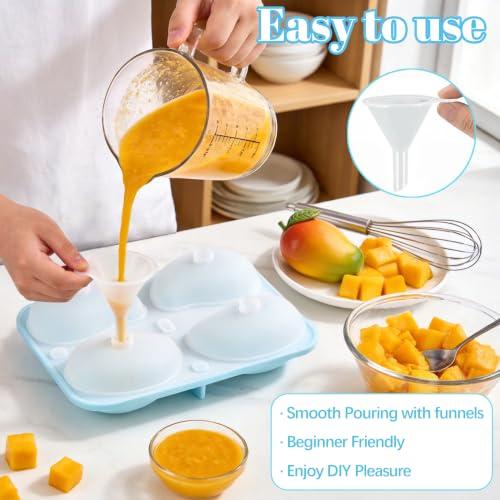 3D Mango Mold for Mousse Cake, Food-Grade Fruit Silicone Molds for Baking Pastry Mousse Cake, 4-Cavity Non-Stick Mango Shape Pudding Mold for DIY Pastry Dessert, Reusable - color: Mango