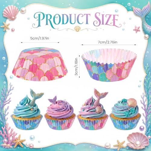 Mermaid Cupcake Liners 200 Pack Scale Baking Cups for Parties - style: Style A