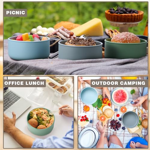 4 Pcs 24 Fl oz Silicone Food Containers with Lids, Leakproof Lunch