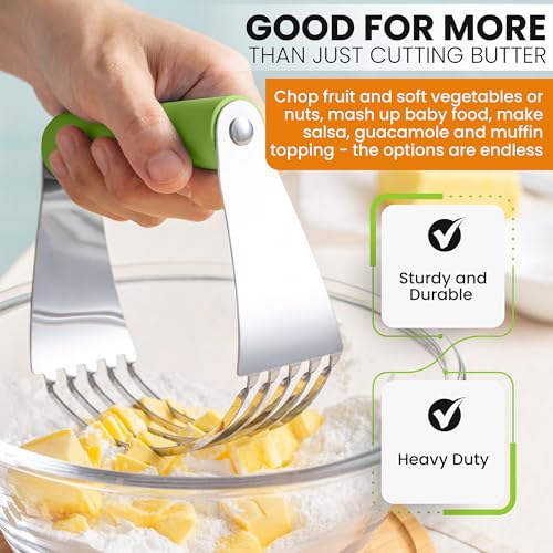 Spring Chef Large Dough Blender For Baking - Durable Pastry Blender - Green - color: Green, size: 4" Large