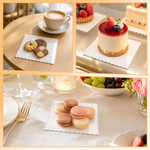 30 Pack 6x6 Inch White Square Cake Boards, Food-Grade Cardboard Wave Cake Board Disposable Corrugated Dessert Food Cupcake Base for Thanksgiving Halloween Christmas Valentine's Day - size: 6 x 6 Inch - 30Pack