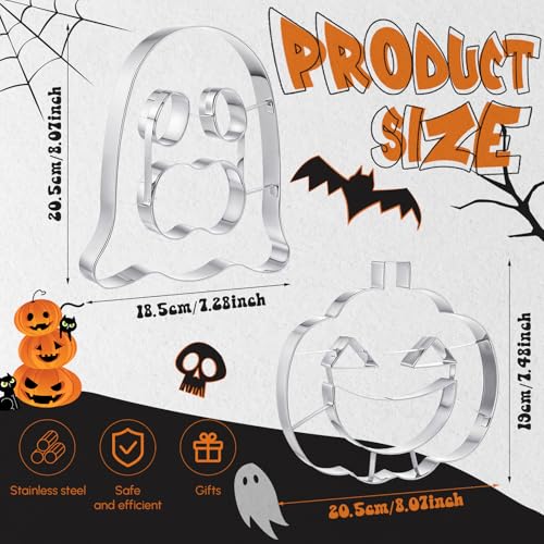 Teenyyou 2 Pcs Extra Large 8" Halloween Cookie Cutters, Ghost & Pumpkin - style: Ghost and Pumpkin