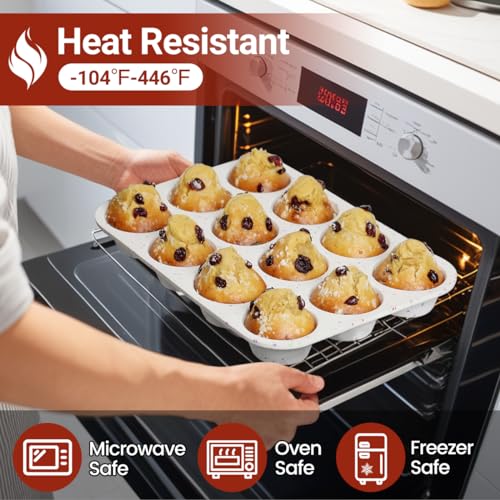 CAKETIME Silicone Muffin Pan, Cupcake Pan 12 Cups Regular Size Muffin Tin Non Stick Muffin Pan for Baking Banana Muffin, Cupcake, Egg Muffin 2 Pack Confetti - size: 2pcs:Regular 12-Cup