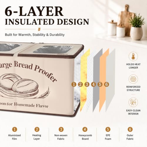 XL Bread Proofing Box Foldable Bread Proofer 23.6" Long Sourdough Warmer
